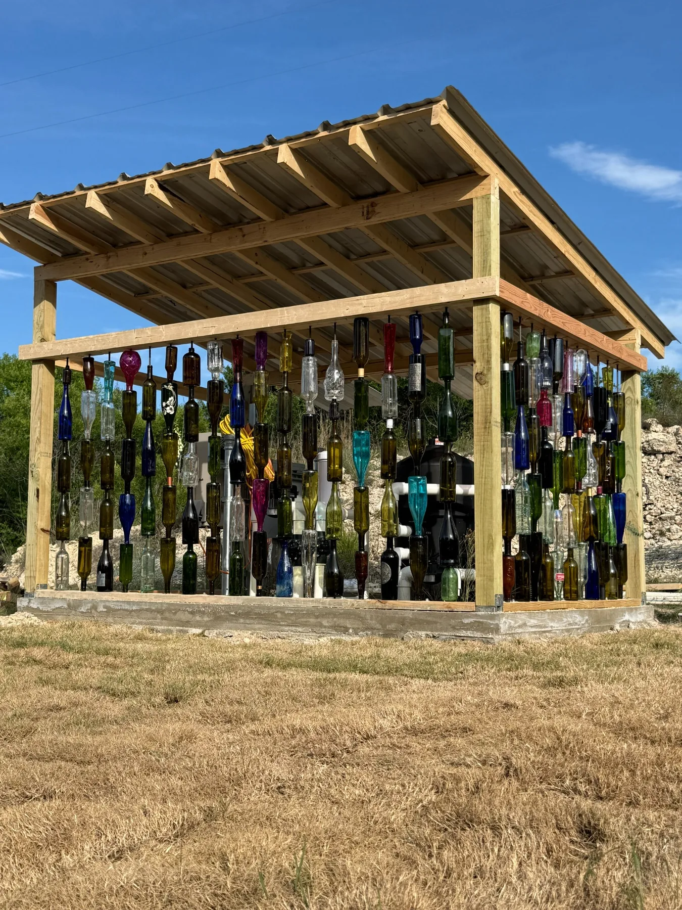 Custom bottle wall outdoor structure