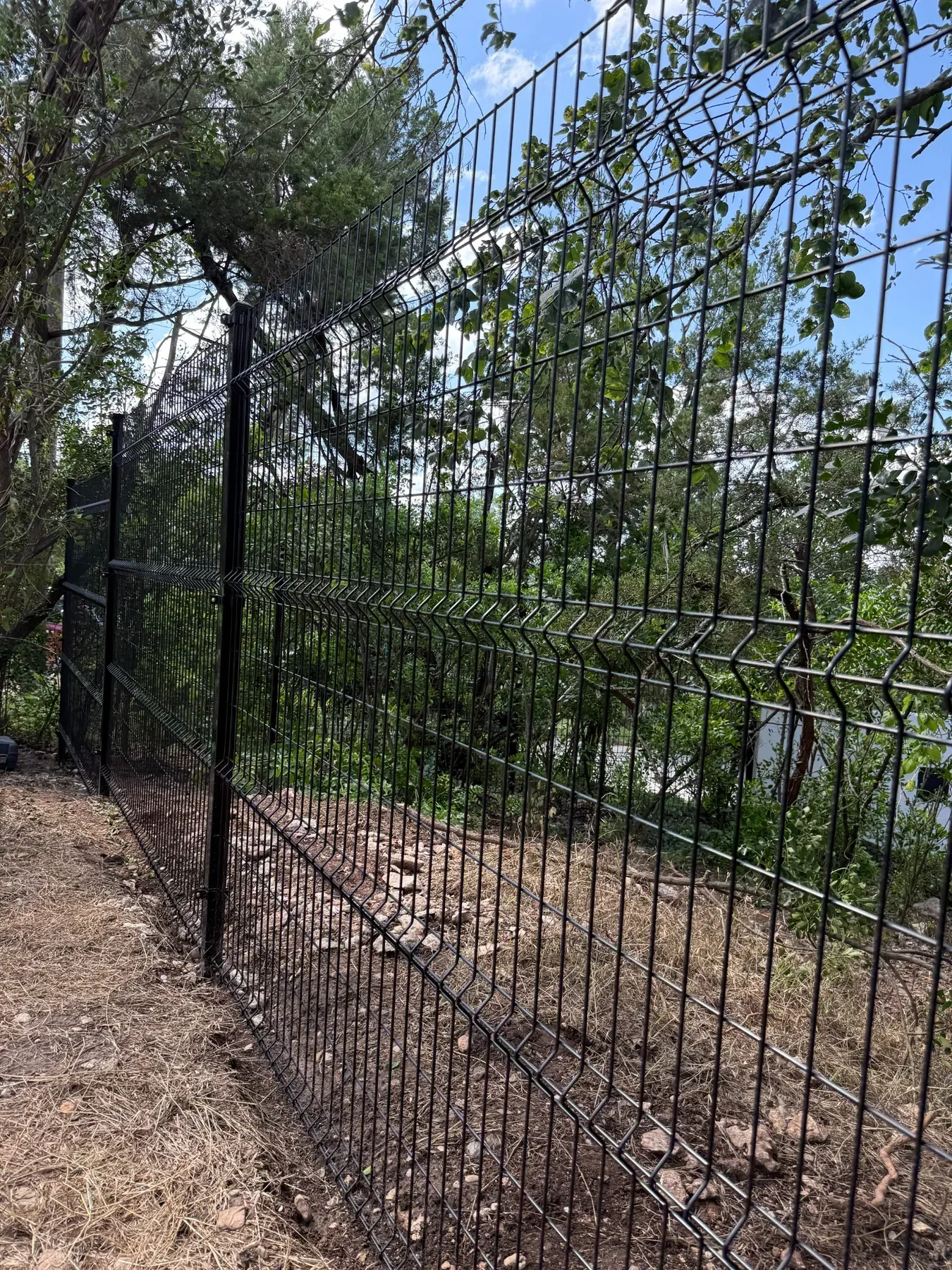 Commercial metal panel fencing