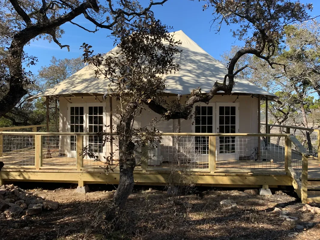 Custom wraparound deck at a Hill Country retreat