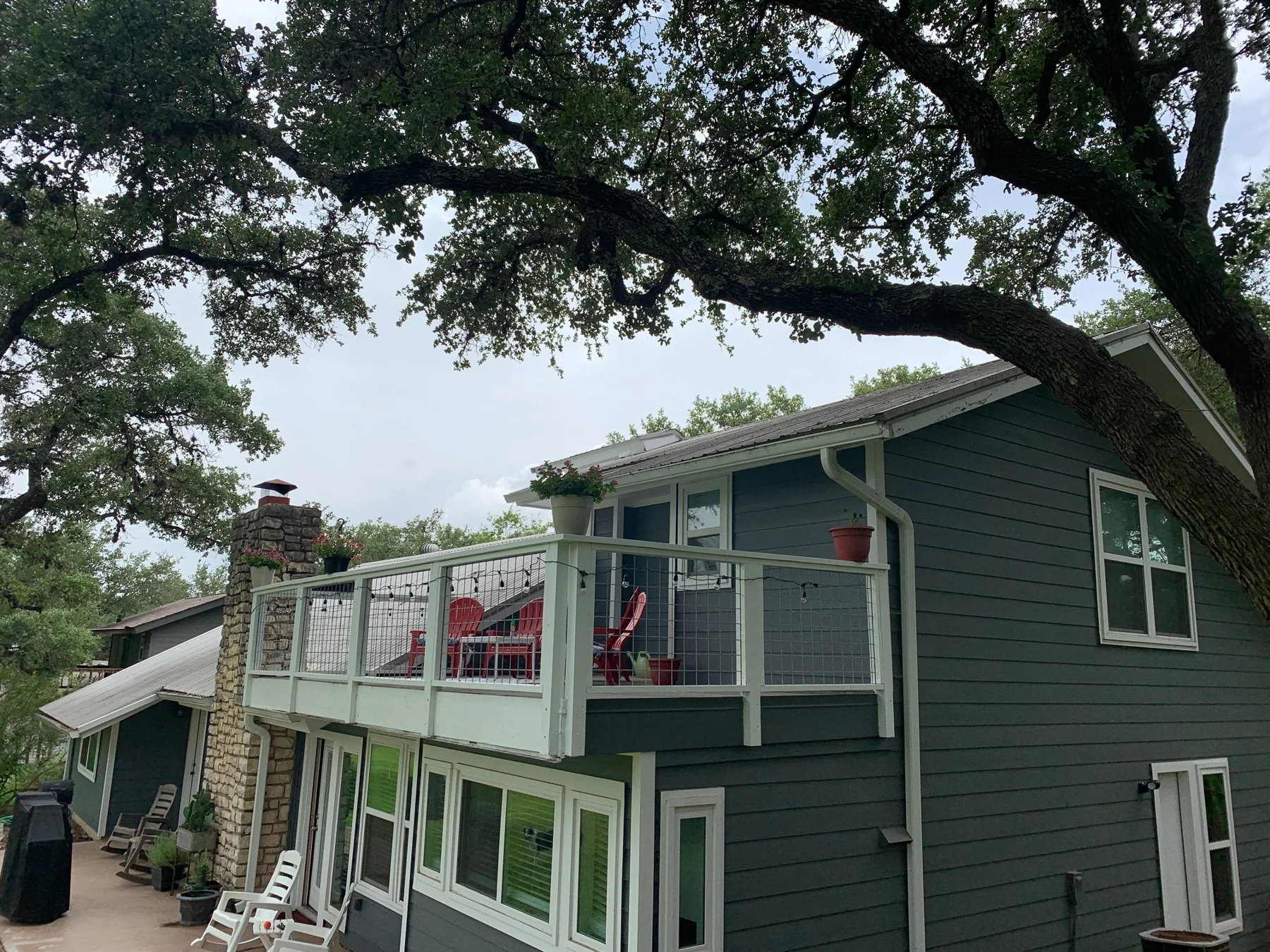 Second-story deck with open-view railing