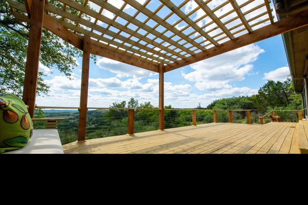 Custom deck with overhead pergola