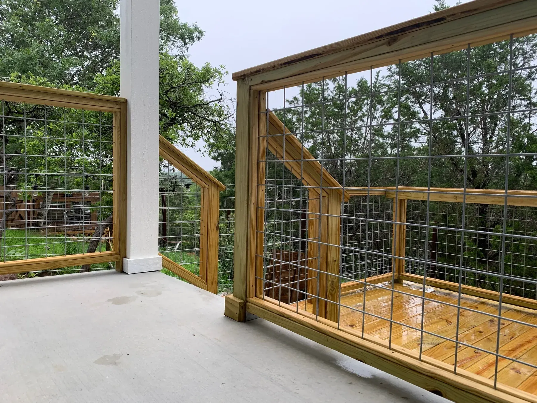 Alternate view of a completed new-construction wood deck.