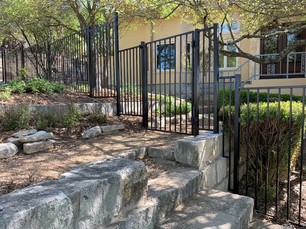 Ornamental Steel Fence & Gates on Changing Grade