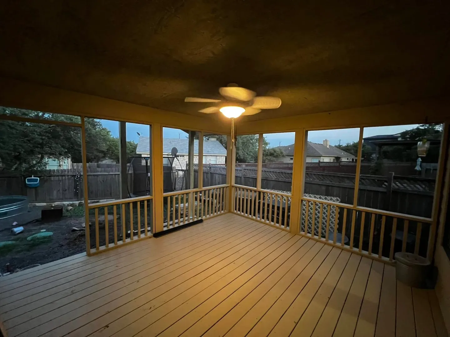 Finished screened outdoor room